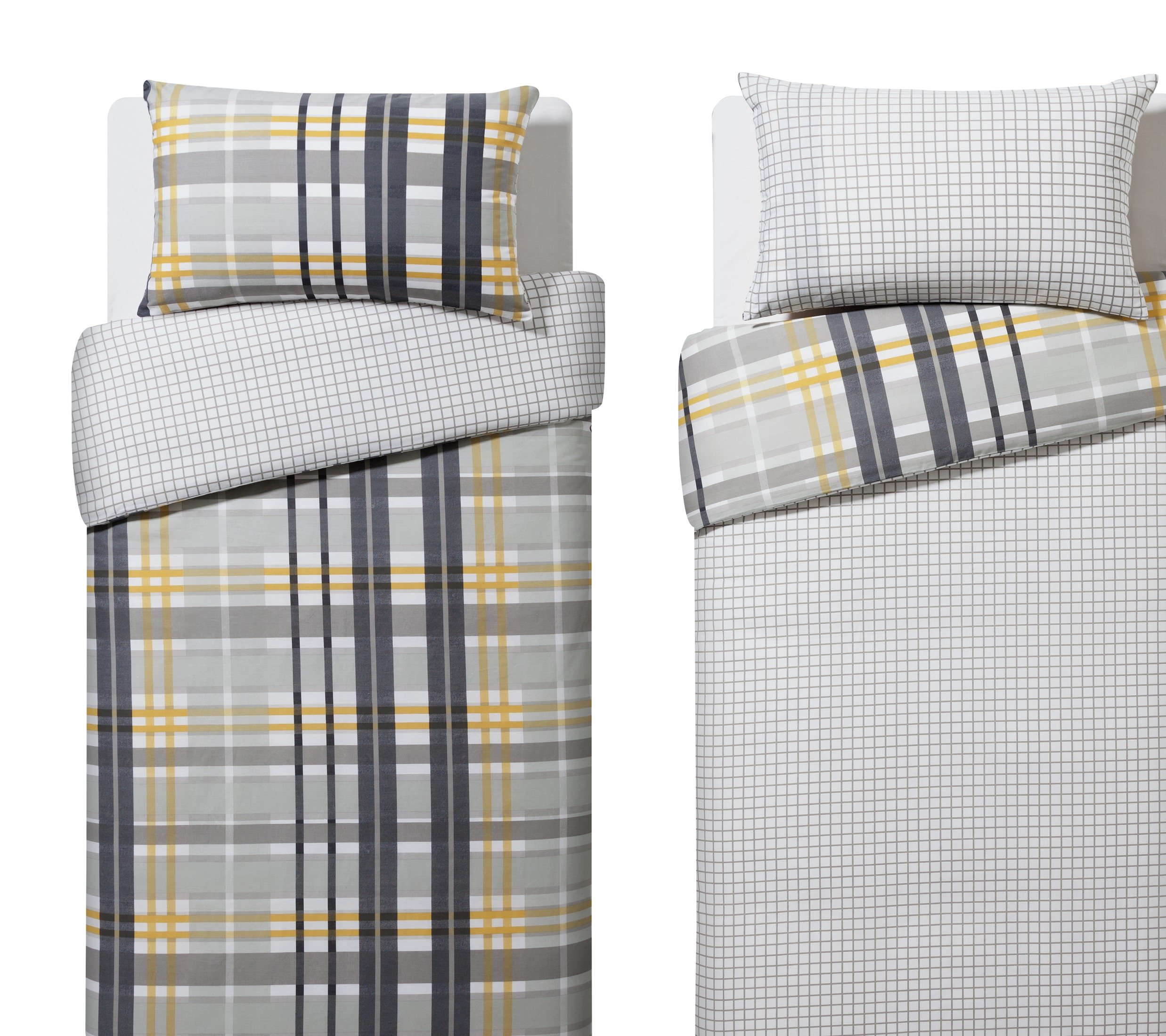 Home Grey Check Twin Pack Bedding Set Single 7349740 Argos