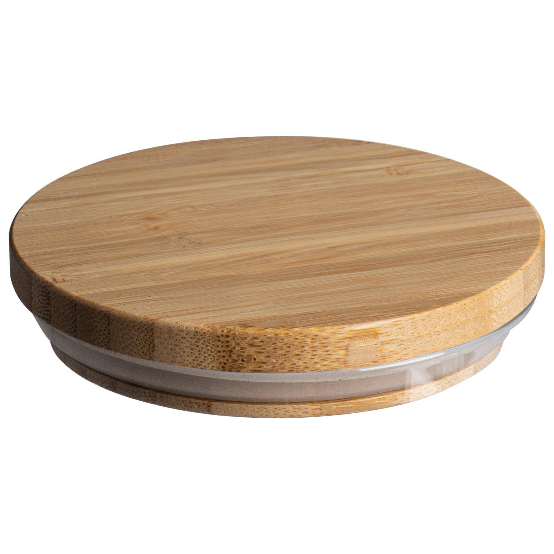 Argon Tableware Scandi Glass Storage Jars with Wooden Lids - Set of 3 - Image 4