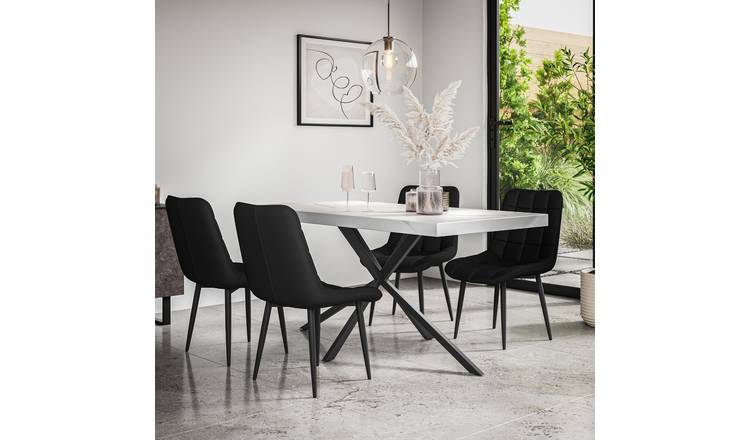 Furniture Online Donni Nova Marble Effect Dining Table & 4 Black Chairs
