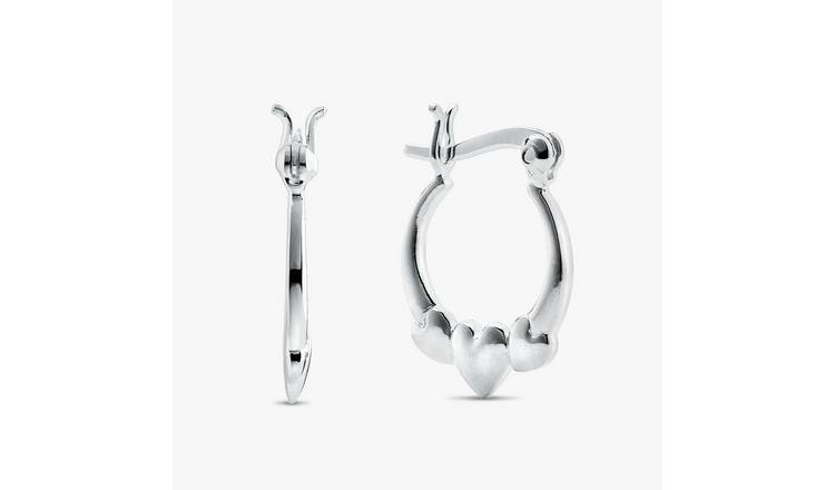 Revere Sterling Silver Triple Heart Creole Hoop Earrings