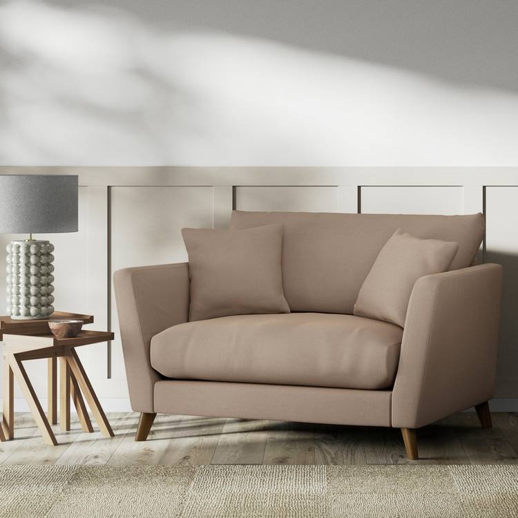 Habitat Lomond Fabric Cuddle Chair - Biscuit - Dark Leg 0