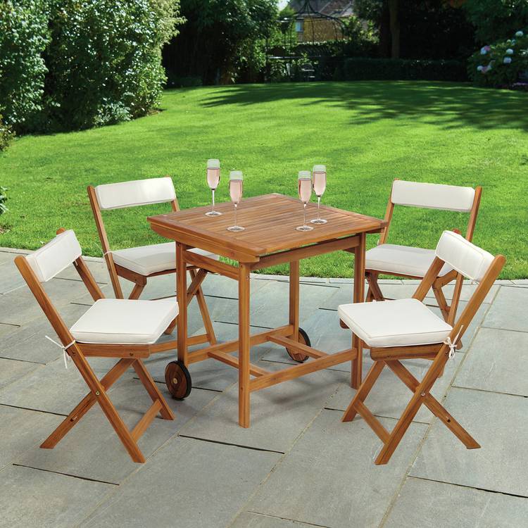 Greenhurst Seaford 4 Seater Folding Wooden Patio Set 0