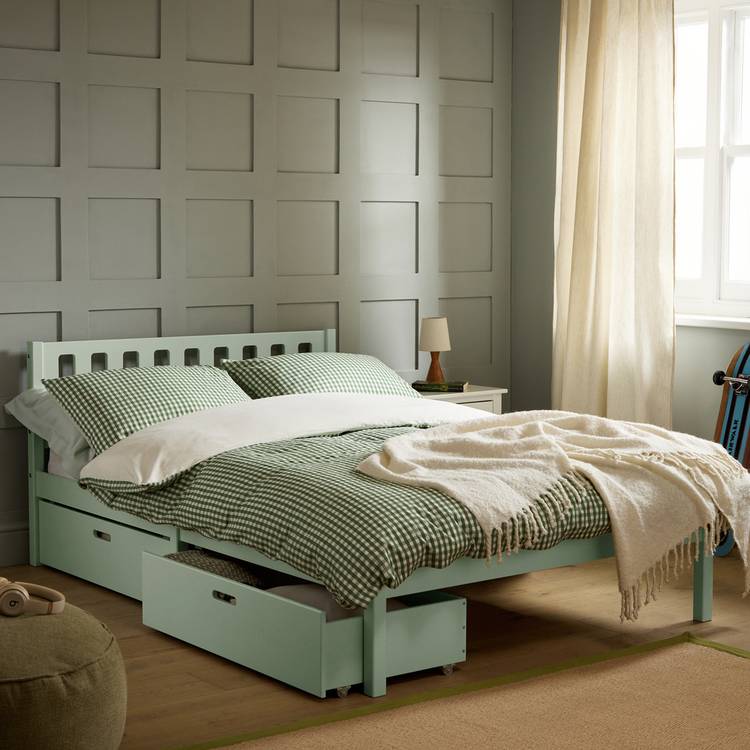 Habitat Kids Ronnie Small Double Bed and Drawer - Green 0