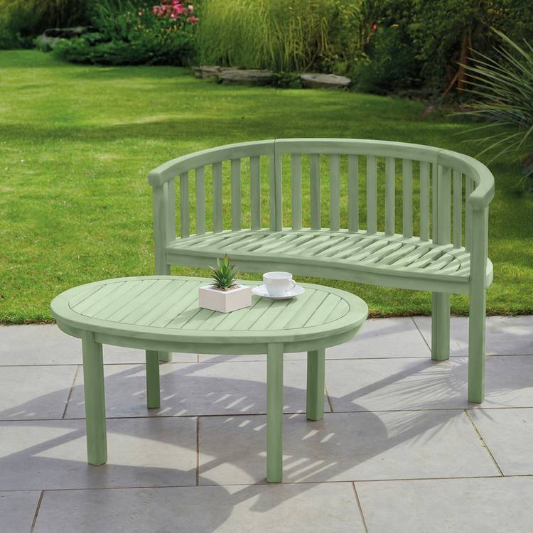 Greenhurst Banana 2 Seater Wooden Garden Table - Sage Green 0