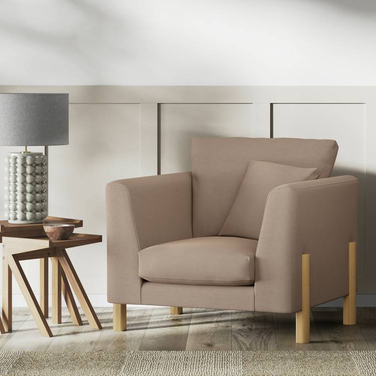 Habitat Aston Fabric Armchair - Biscuit - Ash Leg 0