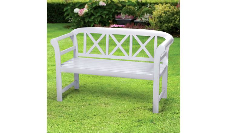 Greenhurst Bewdley 2 Seater Wooden Garden Bench - White
