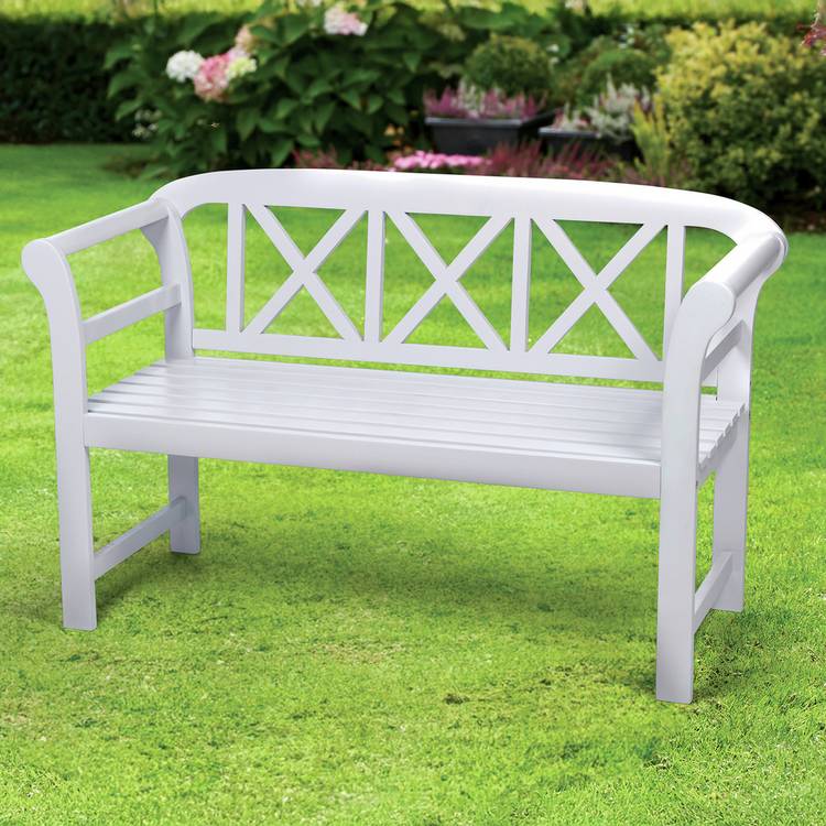 Greenhurst Bewdley 2 Seater Wooden Garden Bench - White 0