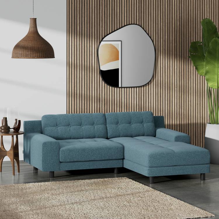 Habitat Hendricks Right Hand Corner Sofa - Blue - Black Leg 0