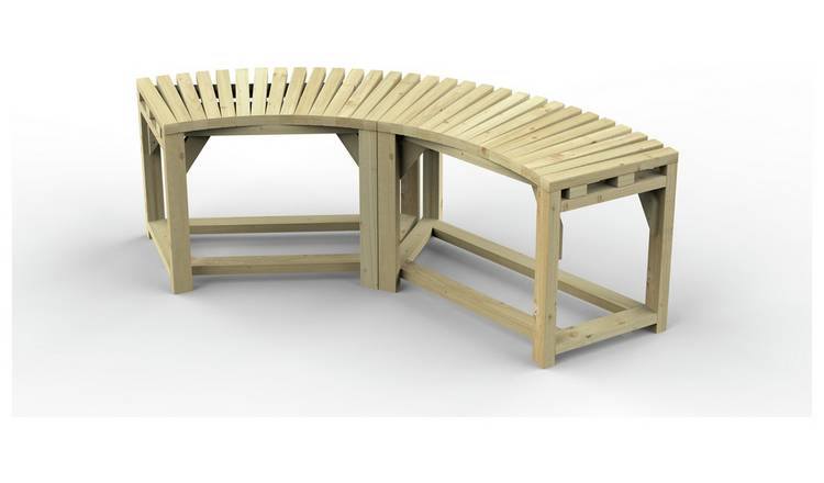 Forest Garden 2 Seater Wooden Garden Firepit Bench - Natural