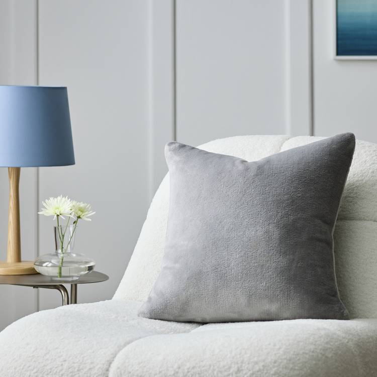 Argos Home Plain Super Soft Fleece Cushion - Grey - 43x43cm 0