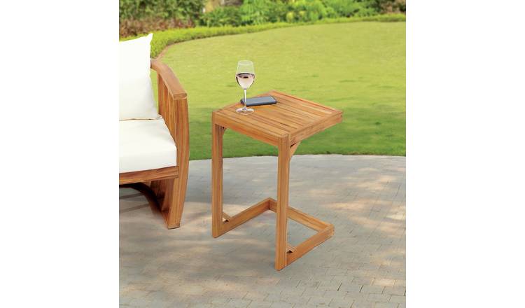 Greenhurst Square Wooden Garden Side Table - Light Wood