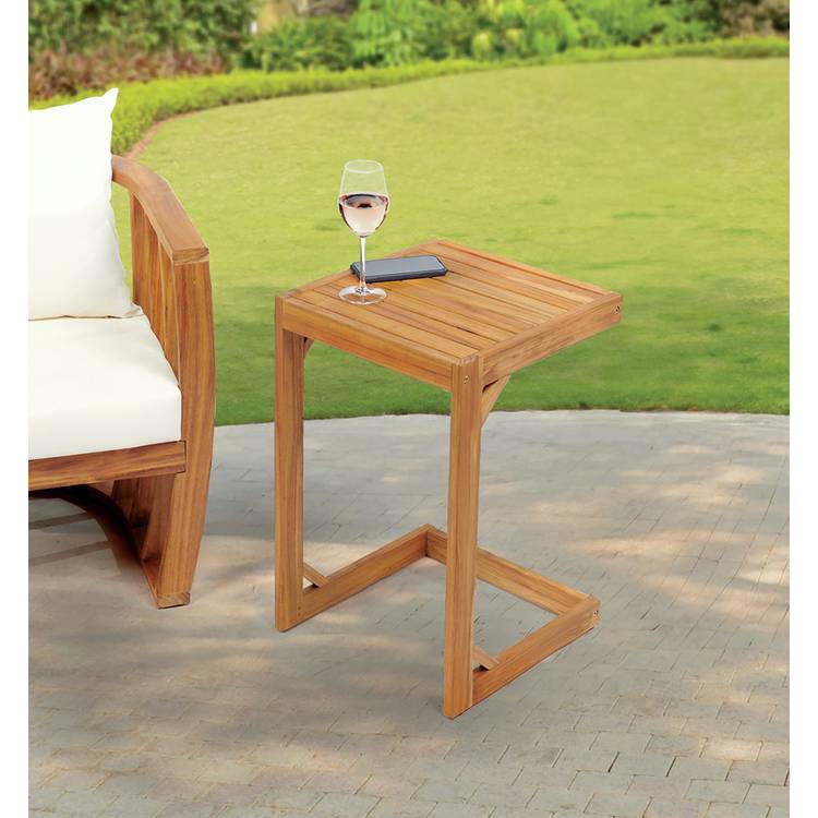 Greenhurst Square Wooden Garden Side Table - Light Wood 0