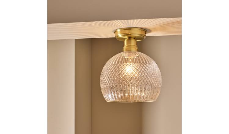 Habitat Perses Cut Glass Flush to Ceiling Light - Brass