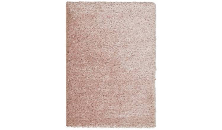  Habitat Luxury Plain Shaggy Rug - 120x170cm - Blush Pink