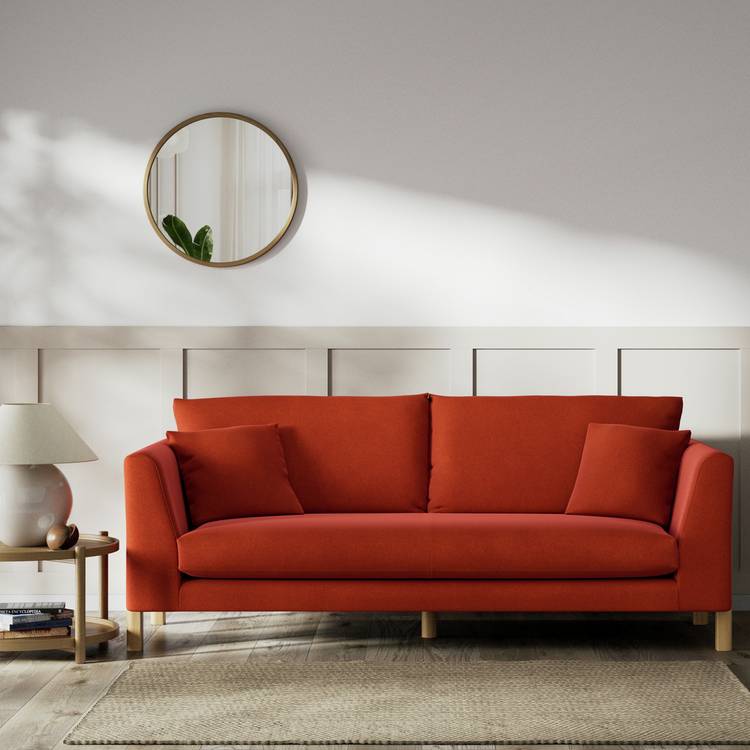 Habitat Aston Velvet 3 Seater Sofa - Burnt Orange - Ash Leg 0