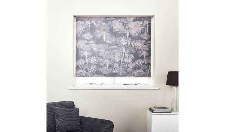 Argos Home Botanical Palm Blackout Grey Roller Blind - 120cm