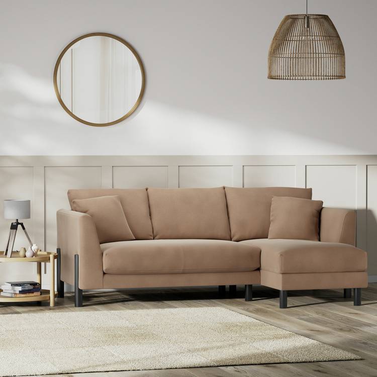 Habitat Aston Right Hand Corner Sofa - Latte - Black Leg 0