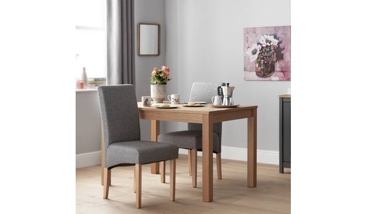 Argos Home Pair of Midback Skirt Tweed Fabric Dining Chairs