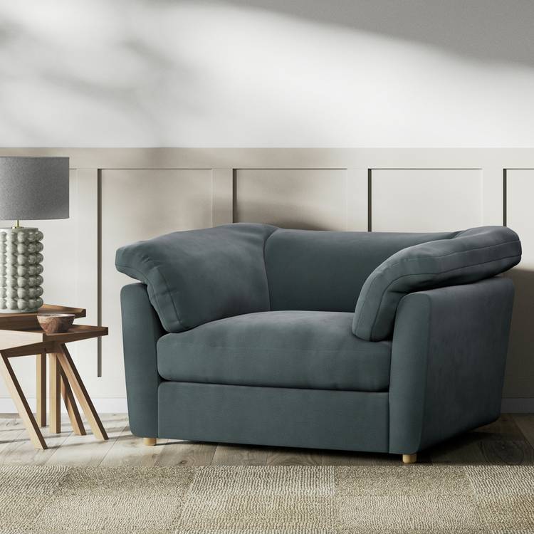 Habitat Wynn Fabric Cuddle Chair - Charcoal - Ash Leg 0