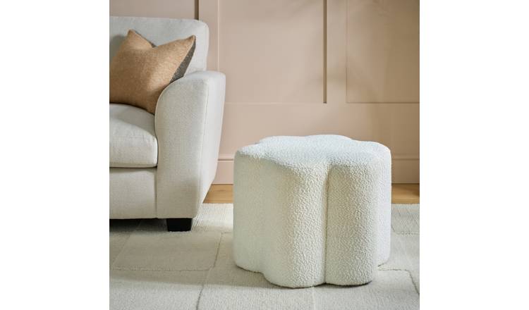 Argos Home Daisy Boucle Footstool - White