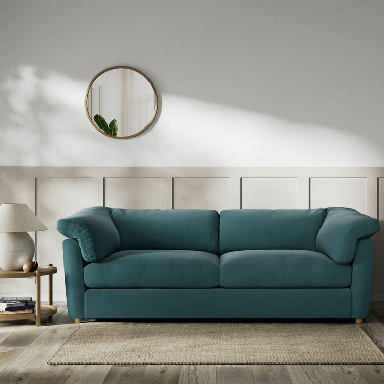 Habitat Wynn Fabric 4 Seater Sofa - Teal - Ash Leg 0