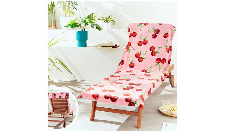 Catherine Lansfield Cherry Print Beach Towel - Pink