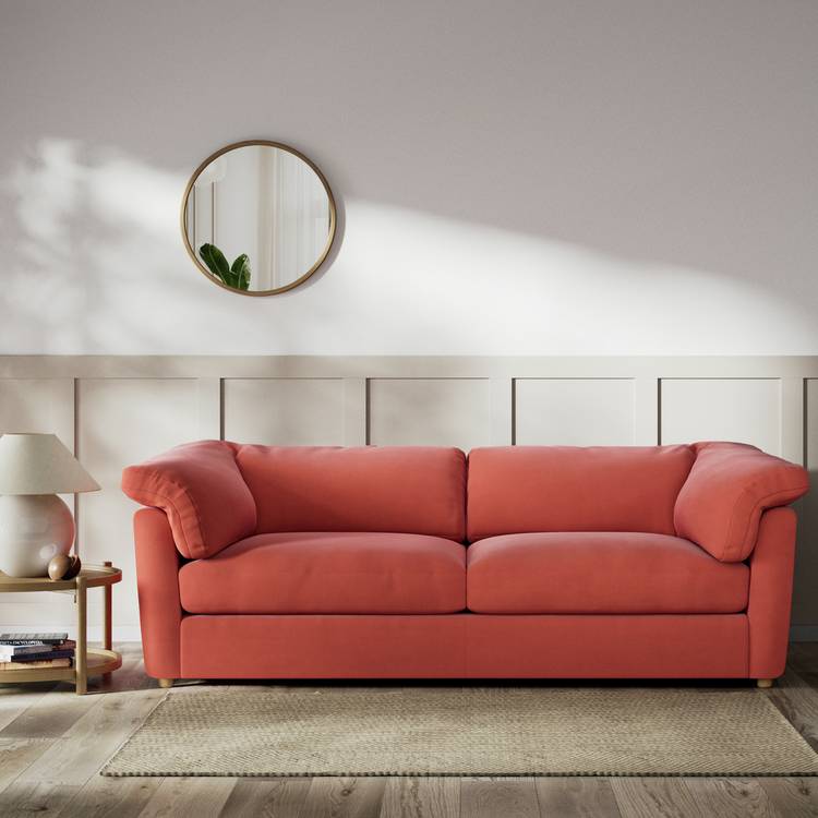 Habitat Wynn Fabric 4 Seater Sofa - Papaya - Ash Leg 0