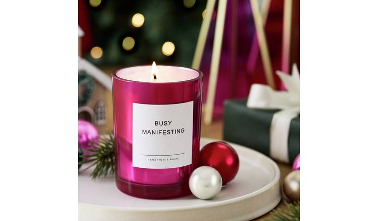 Argos Home Busy Manifesting Medium Candle - Geranium & Basil