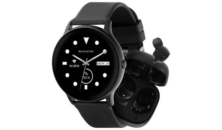 Reflex Active Black Calling Smart Watch and Earbud Set