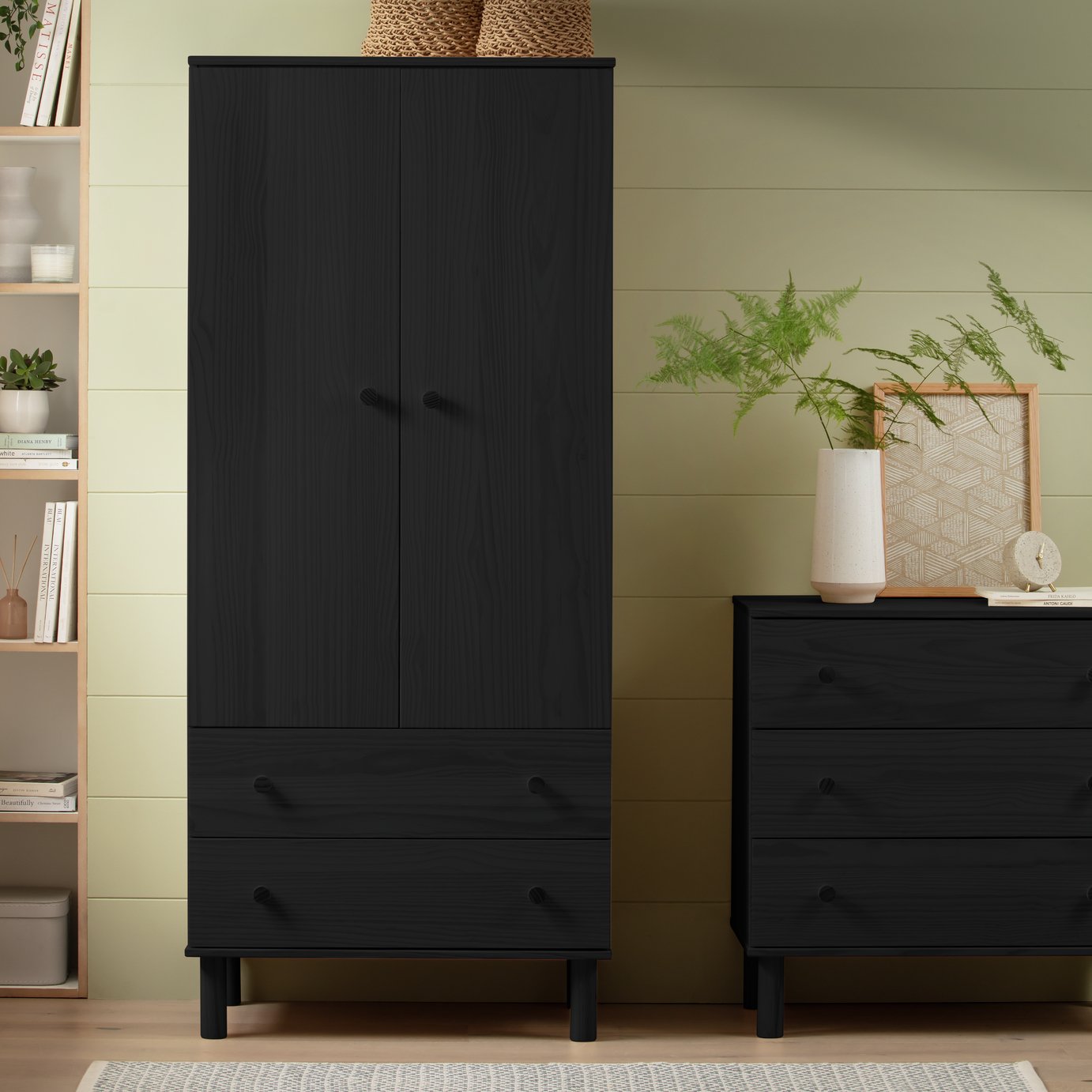 Habitat Akio 2 Drawer 2 Door Wardrobe - Black