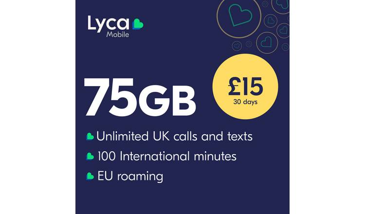 Lyca Mobile 75GB Pay As You Go SIM Card