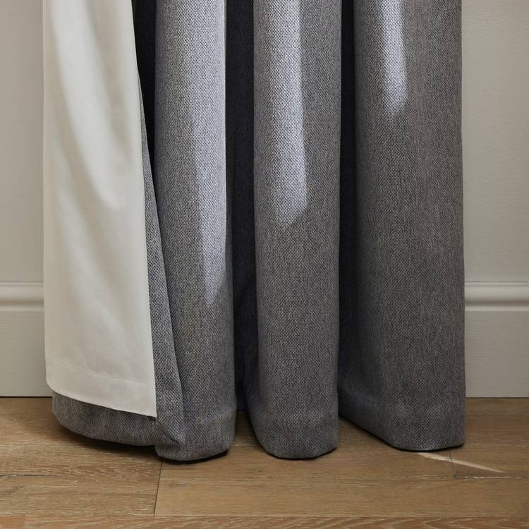 Habitat Textured Plain Blackout Lined Eyelet Curtains - Grey 0