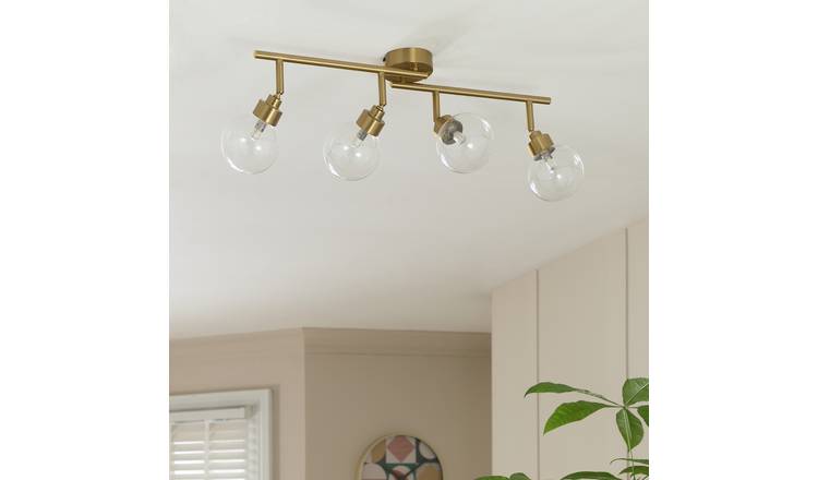 Habitat Tay Steel 4 Lights Spotlight Bar - Brass