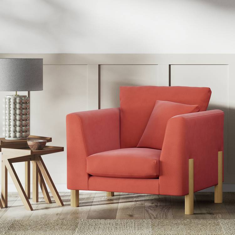 Habitat Aston Fabric Armchair - Papaya - Ash Leg 0