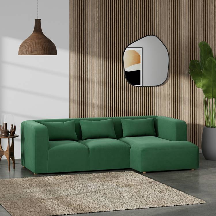 Habitat Lars Right Hand Corner Sofa - Green - Ash Leg 0