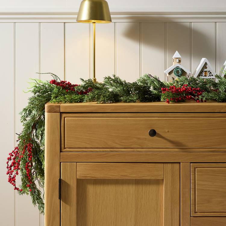 Habitat Cedar with Red Berry Christmas Garland 0