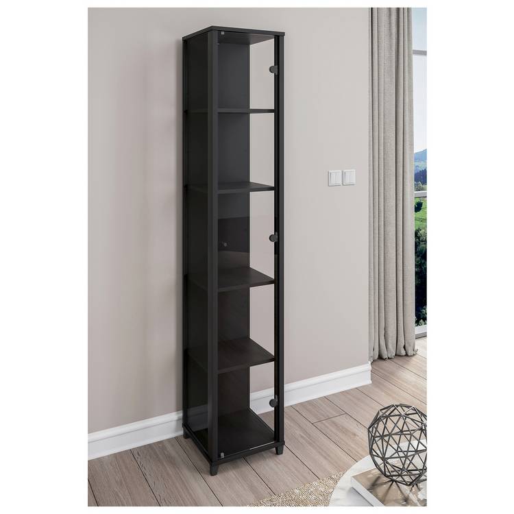 Argos Home Optima 1 Door Narrow Glass Display Cabinet- Black 0