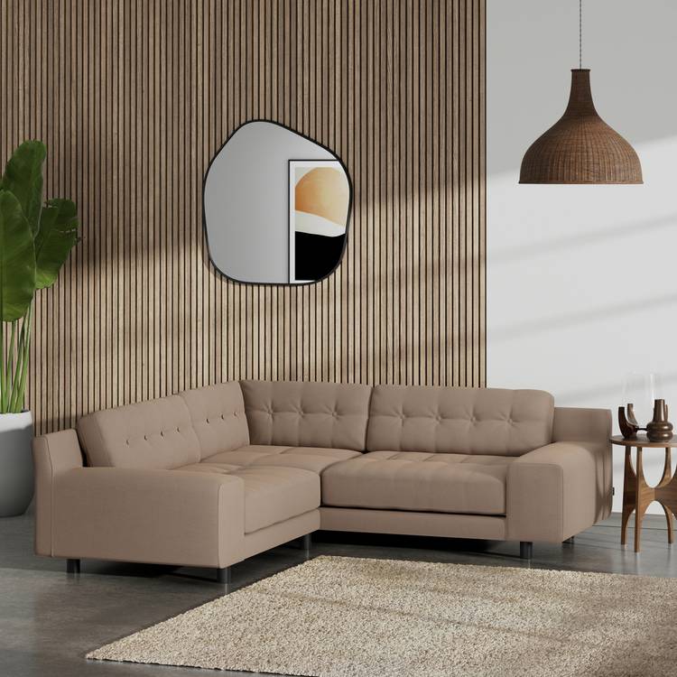 Habitat Hendricks Reversible Corner Sofa- Biscuit -Black Leg 0