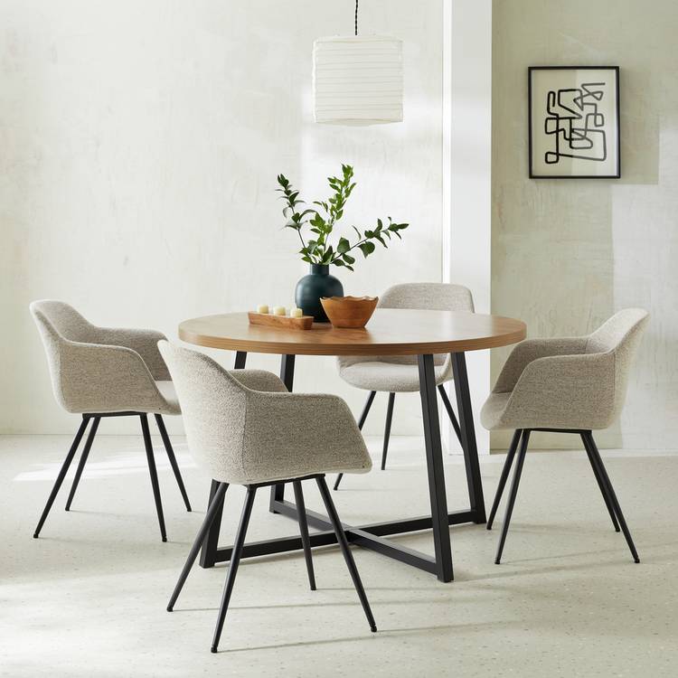Habitat Nomad Oak Dining Table & 4 Natural Chairs 0