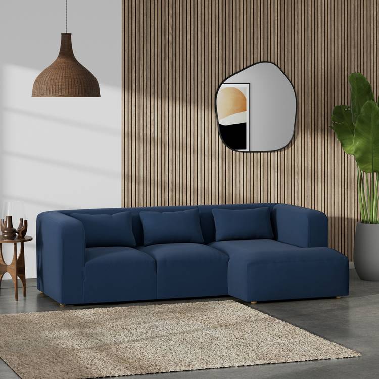 Habitat Lars Right Hand Corner Sofa - Navy Blue - Ash Leg 0