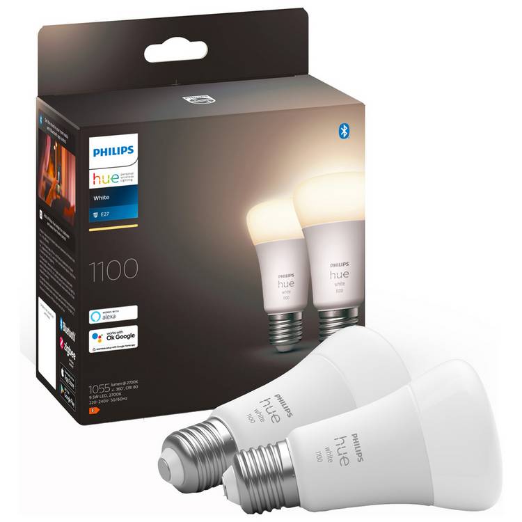 Philips Hue E27 9.5W White Smart Light Bulb - Pack of 2 0