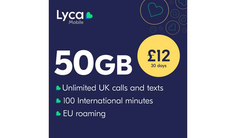 Lyca Mobile 50GB Pay As You Go SIM Card