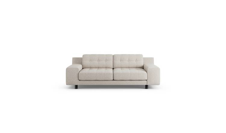 Habitat Hendricks Fabric 3 Seater Sofa - Natural - Black Leg
