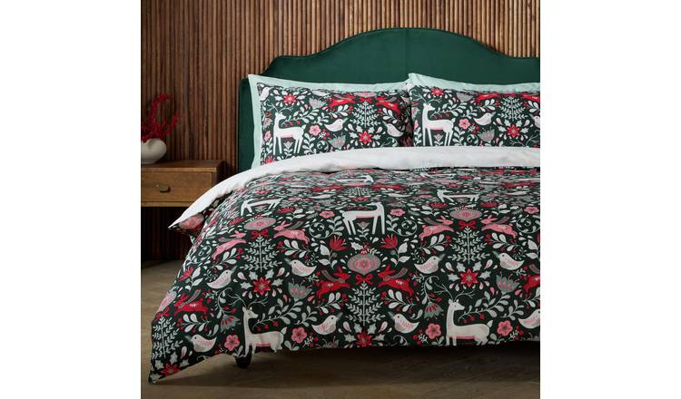 Argos Home Deer Print Green Bedding Set - Superking