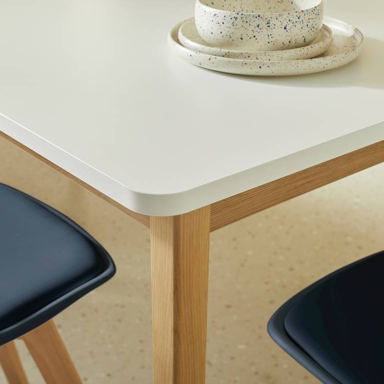 Habitat Sylas Extending White Dining Table & 6 Blue Chairs 0