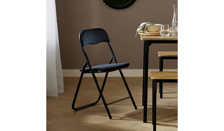 Argos Home Nyla Velvet Folding Dining Chair - Black