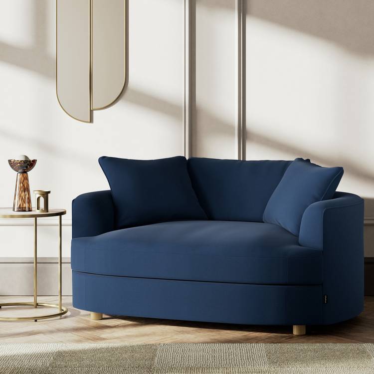 Habitat Sacha Fabric Cuddle Chair - Navy Blue - Ash Leg 0