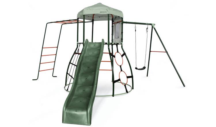Plum Metal Climbing Dome with Slide, Swing & Monkey Bars