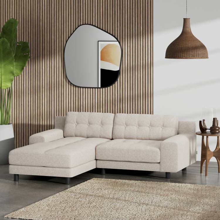 Habitat Hendricks Left Hand Corner Sofa -Natural - Black Leg 0