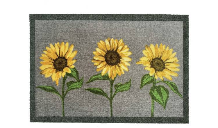 My Mats Sunflowers Dark Grey Short Pile Doormat - 75x50cm